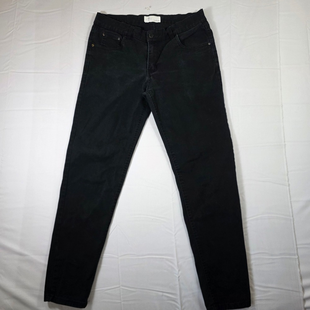 Craft + Flow Mens Slim Tapered Jeans Black Denim Pants 34x32 (Measures 34x29)